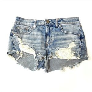 American Eagle Womens Shortie Shorts Size 4 Distressed Next Level Stretch #0052